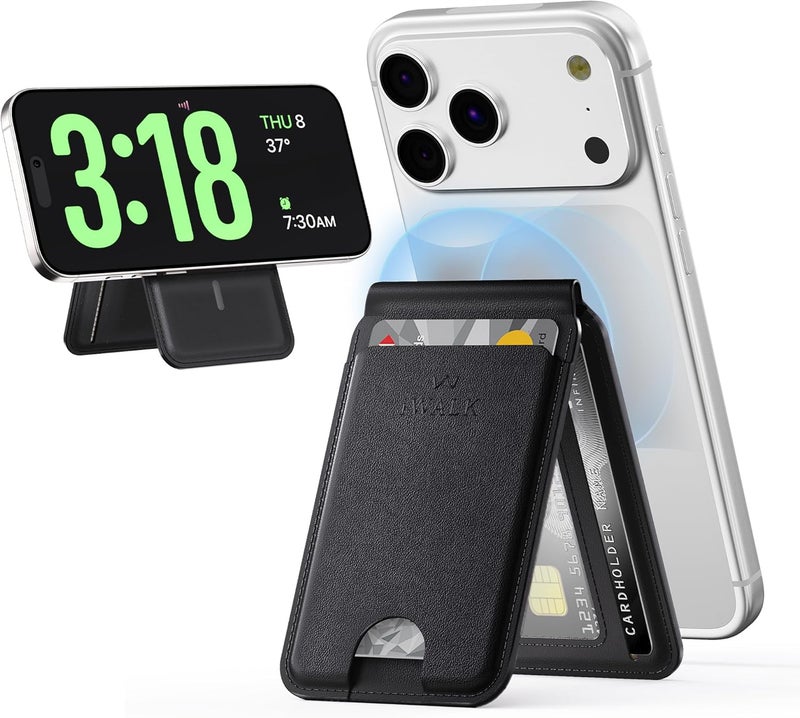 iWalk Stronger Magnetic Wallet, Upgraded for MagSafe Wallet, RFID Blocking, 5 Card Holder with Adjustable Stand, Slim Leather Phone Wallets for iPhone 17/16/15/14/13/12 Series, iPhone Wallets - Image 1